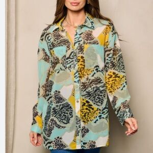 Stylish Women's Multicolor Button-Down Shirt